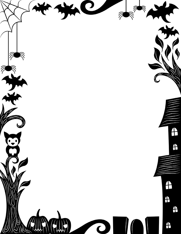 Printable Black and White Halloween Page Border