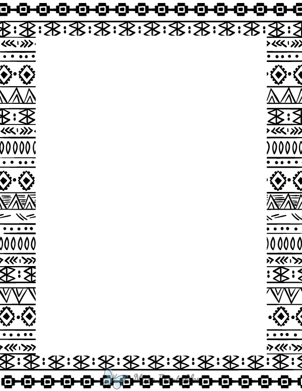 Printable Black and White Hand-Drawn Tribal Page Border