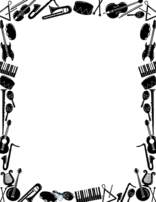 Printable Black and White Instrument Page Border