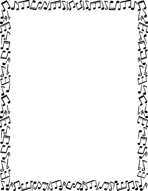 Black and White Musical Notes Border