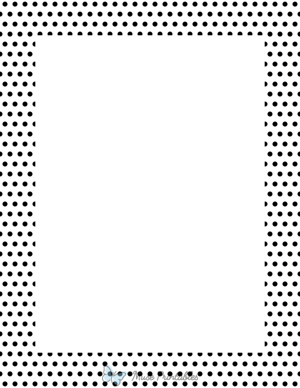 Black Mini Polka Dots On White Border