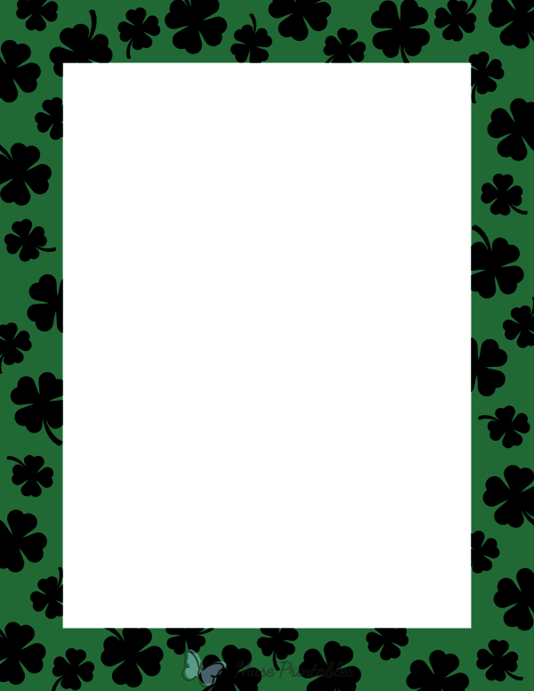 Black On Dark Green Four Leaf Clover Border