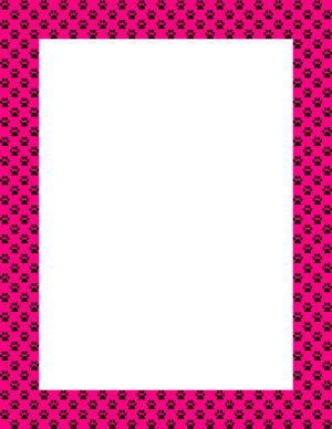 Black on Hot Pink Mini Paw Print Border