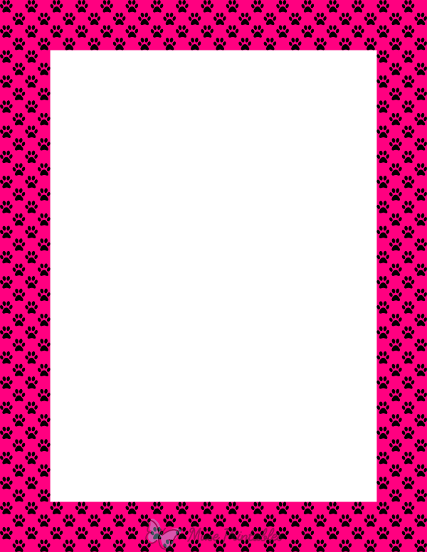 Black on Hot Pink Mini Paw Print Border