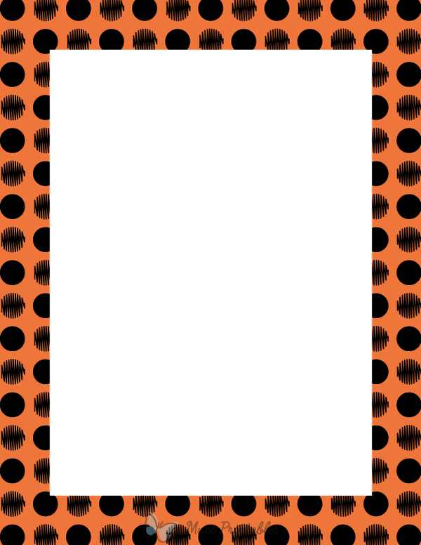 Black on Orange Scribble Polka Dot Border