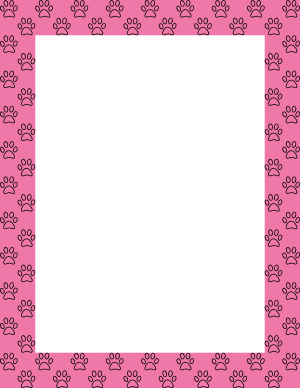 Black On Pink Paw Print Outline Border