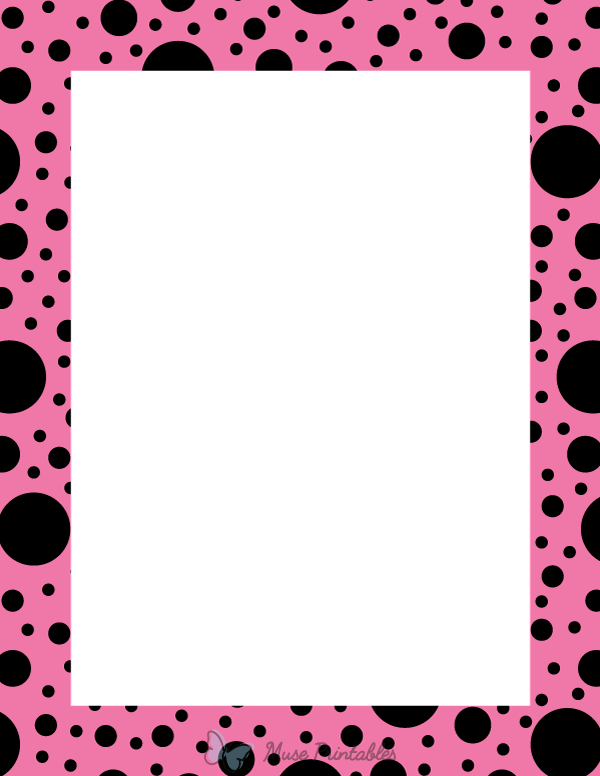 Black on Pink Random Polka Dot Border