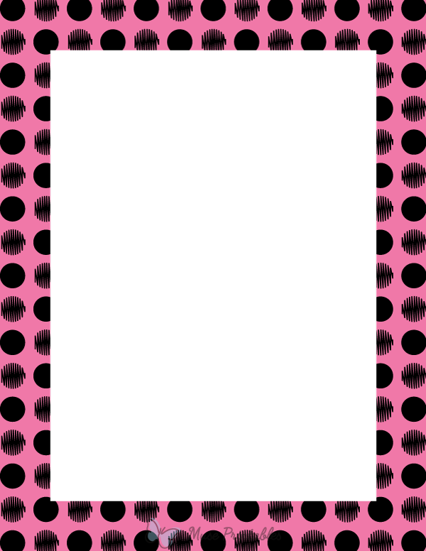 Black on Pink Scribble Polka Dot Border