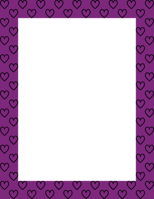 Black On Purple Heart Outline Border