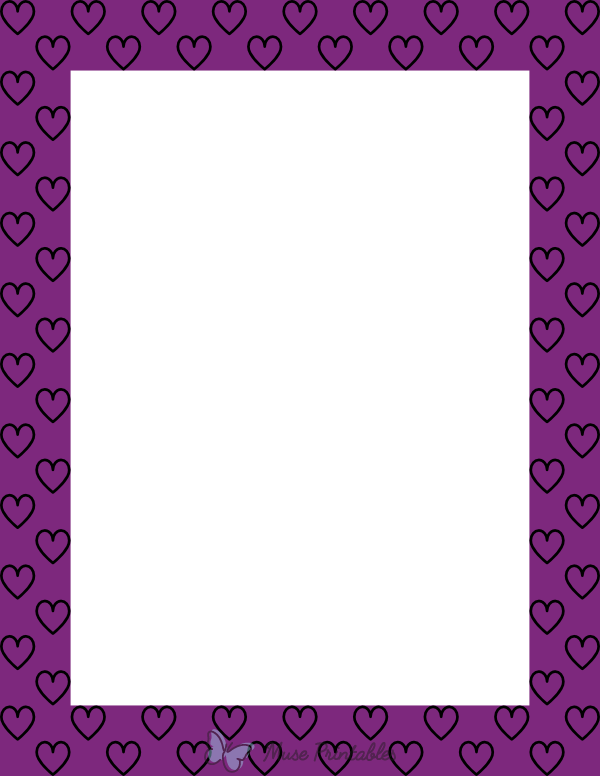 Black On Purple Heart Outline Border