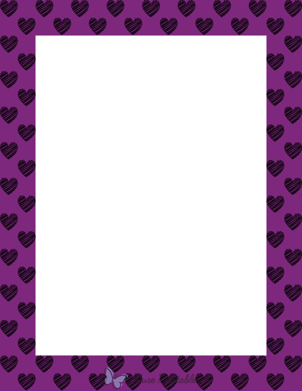Black On Purple Heart Scribble Border