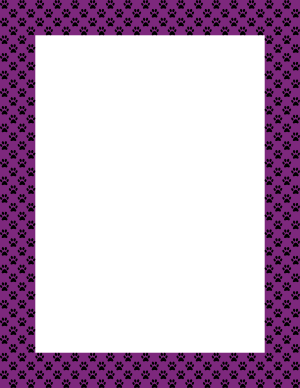 Black on Purple Mini Paw Print Border