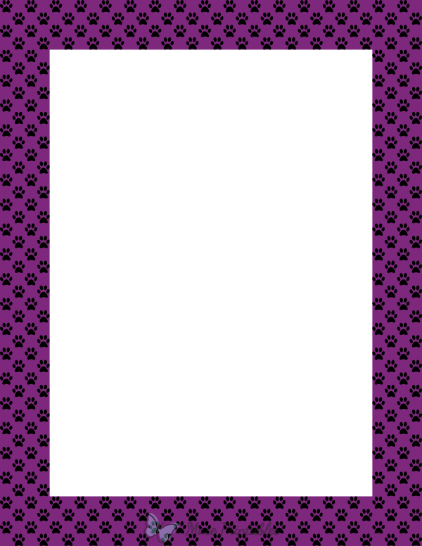 Black on Purple Mini Paw Print Border