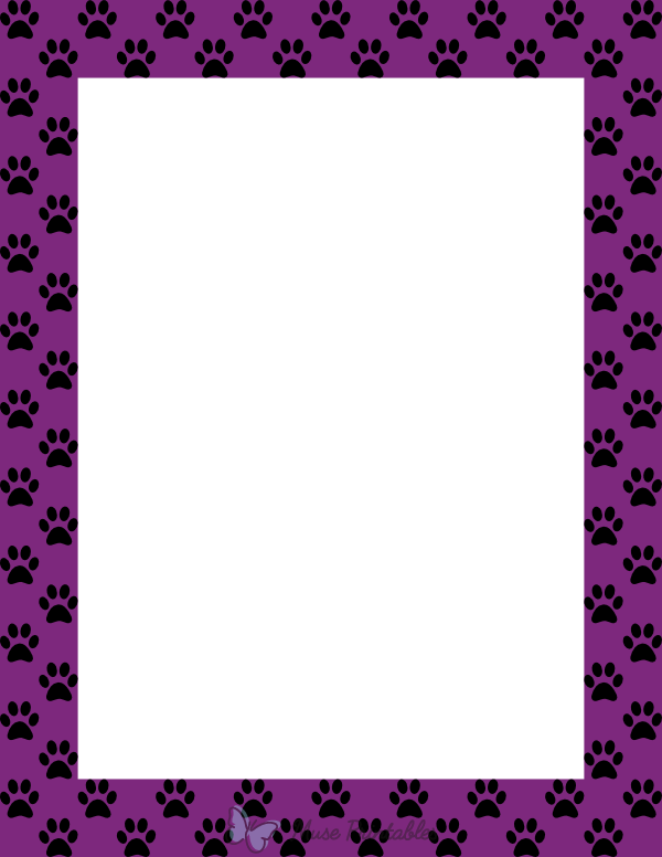 Black on Purple Paw Print Border