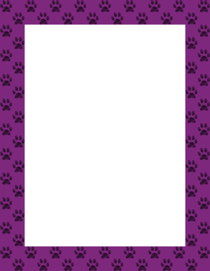 Black On Purple Scribble Paw Print Border