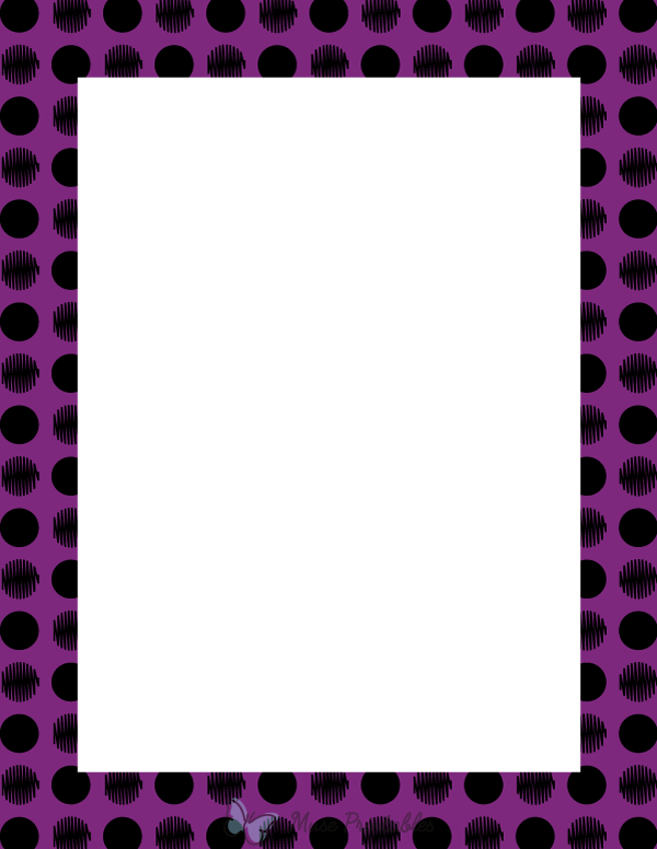 Black on Purple Scribble Polka Dot Border