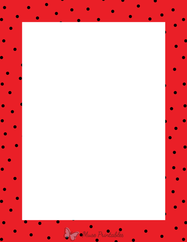 Black on Red Random Mini Polka Dot Border