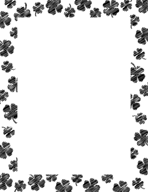 Black On White Scribble Four Leaf Clover Border