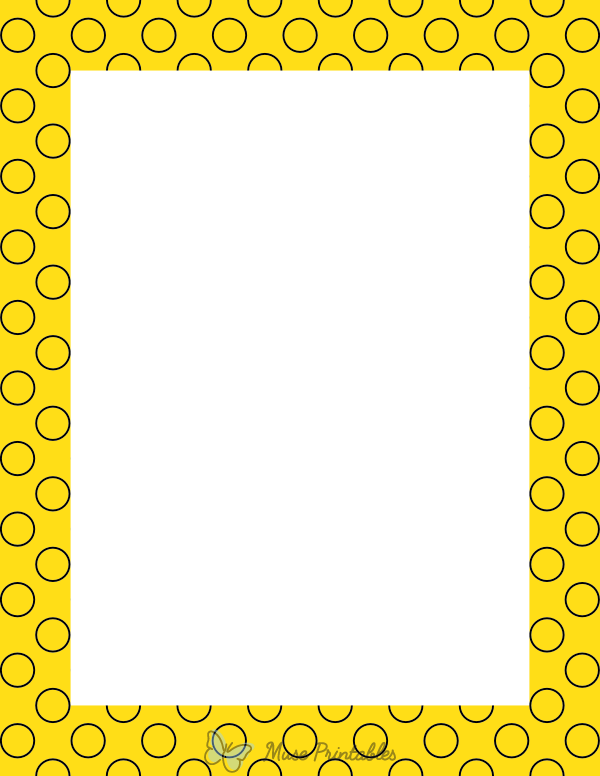 Black on Yellow Circle Polka Dot Border