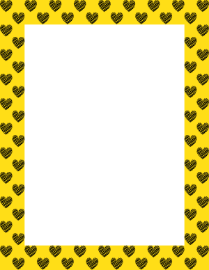 Black On Yellow Heart Scribble Border