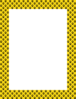 Black on Yellow Mini Paw Print Border