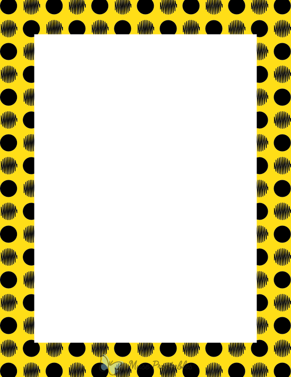 Black on Yellow Scribble Polka Dot Border