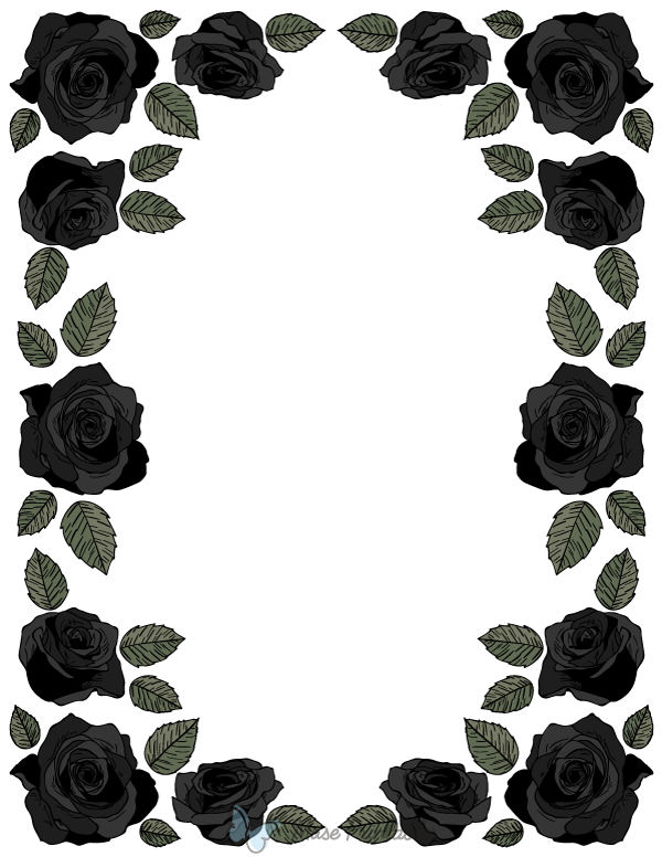 Printable Black Rose Page Border