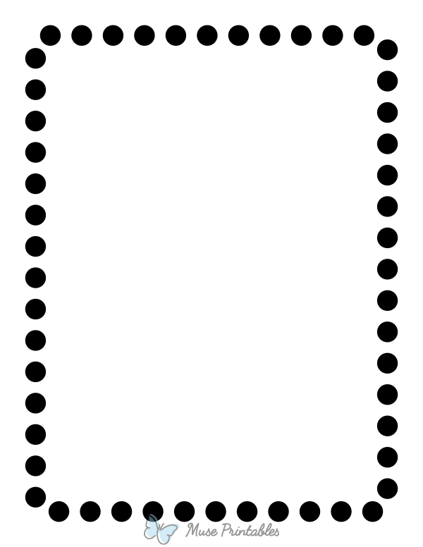 Printable Black Rounded Thick Dotted Line Page Border