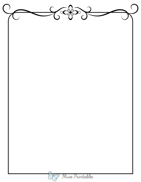 Printable Black Simple Ornate Page Border