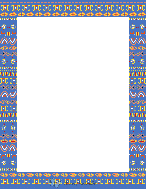 Printable Blue African Page Border