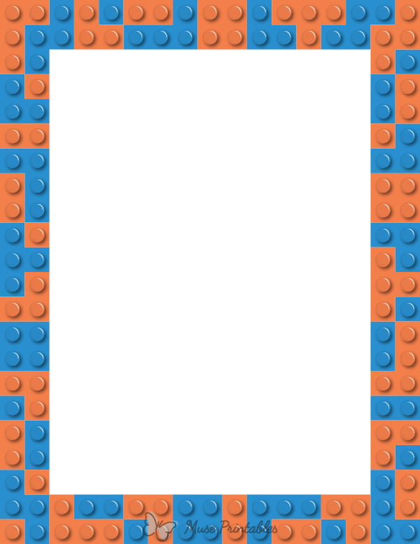 Blue and Orange Toy Block Border