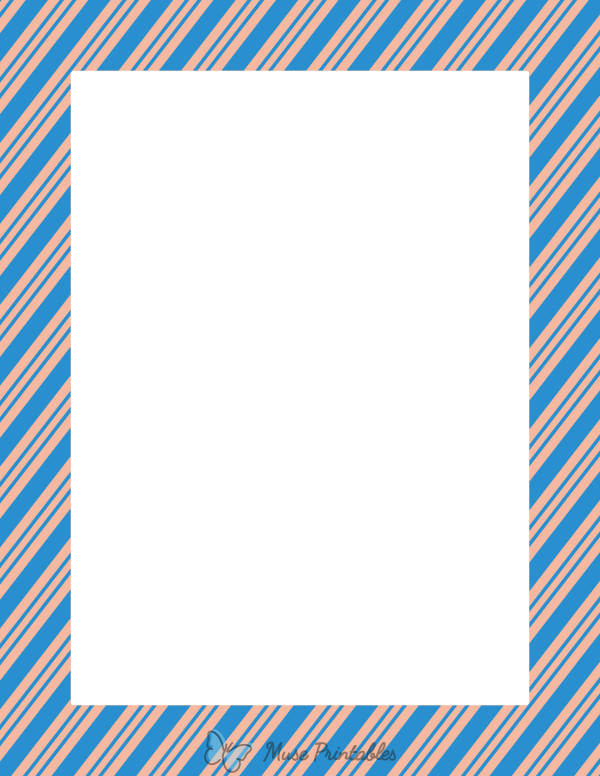 Blue and Peach Peppermint Stripe Border
