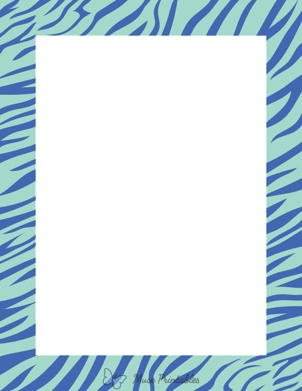 Blue And Turquoise Zebra Print Border