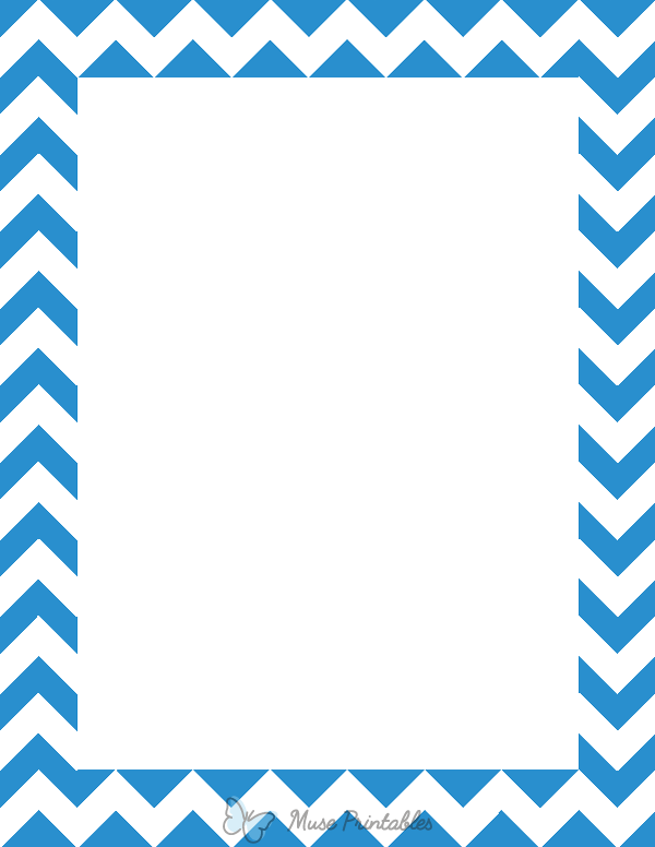 Printable Blue And White Chevron Page Border