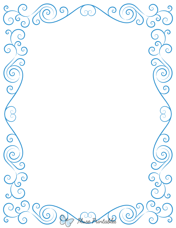 Blue Elegant Swirl Border