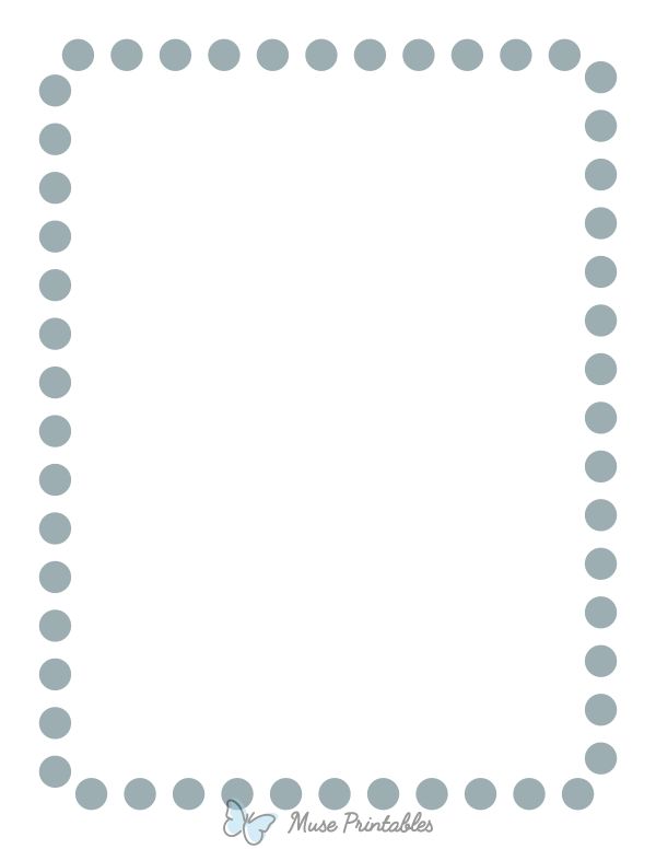 Printable Blue Gray Rounded Thick Dotted Line Page Border