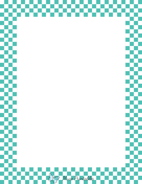 Blue Green and White Mini Checkered Border