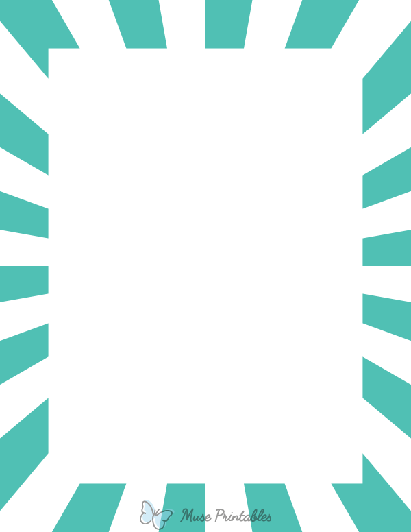 Printable Blue-Green and White Starburst Page Border