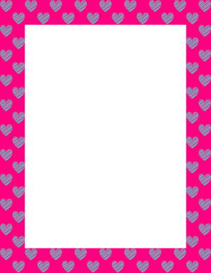 Blue-Green On Hot Pink Heart Scribble Border