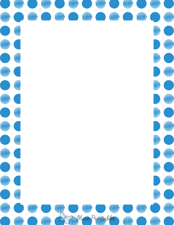 Blue on White Scribble Polka Dot Border