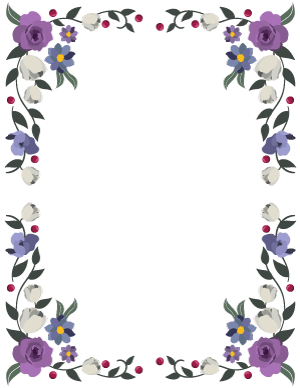 Blue Purple And White Floral Border