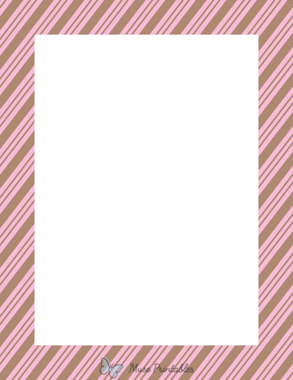 Coffee and Light Pink Peppermint Stripe Border