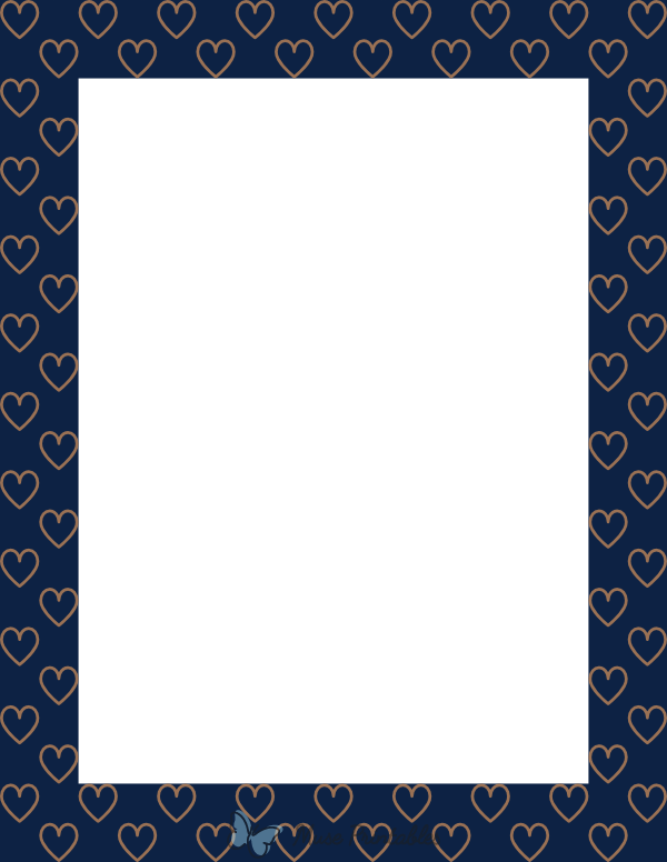 Coffee On Navy Blue Heart Outline Border