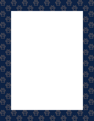Coffee On Navy Blue Paw Print Outline Border