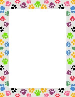 Colorful Heart Paw Print Border