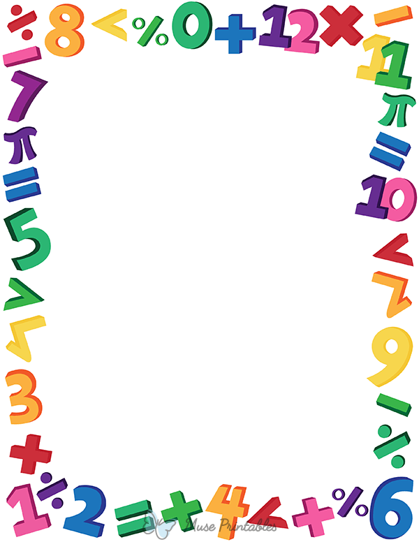 Printable Colorful Math Page Border
