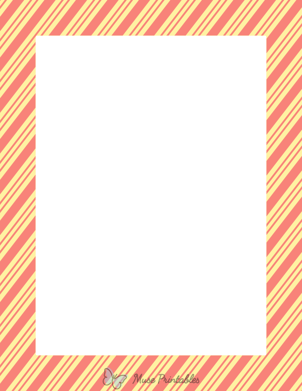 Coral and Light Yellow Peppermint Stripe Border