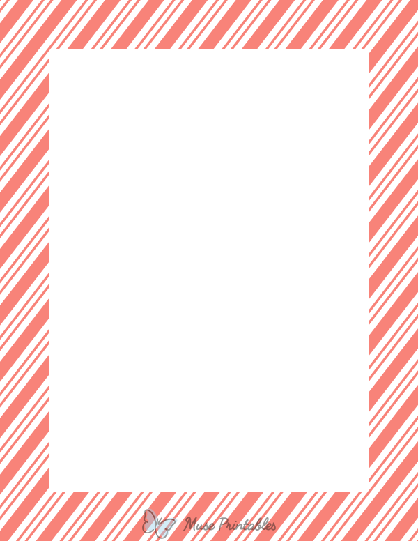 Coral and White Peppermint Stripe Border