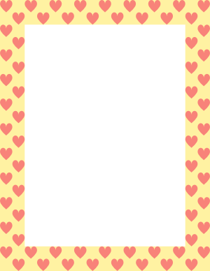 Coral On Light Yellow Heart Border