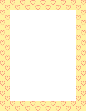 Coral On Light Yellow Heart Outline Border